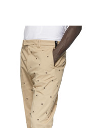Светло-коричневые брюки чинос с принтом от Fendi
