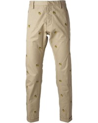 Светло-коричневые брюки чинос с принтом от DSQUARED2