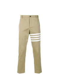 Светло-коричневые брюки чинос с принтом от Thom Browne