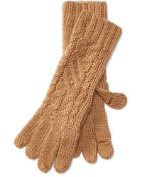 Светло-коричневые вязаные перчатки
