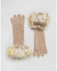 Женские светло-коричневые вязаные перчатки от Alice Hannah