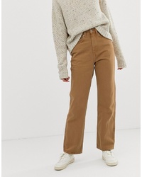 Светло-коричневые джинсовые широкие брюки от Weekday