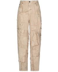 Мужские светло-коричневые джинсы в стиле пэчворк от Dolce & Gabbana