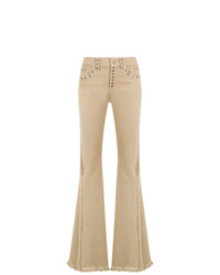 Светло-коричневые джинсы-клеш от Andrea Bogosian