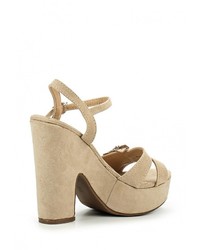 Светло-коричневые замшевые босоножки на каблуке от Stephan