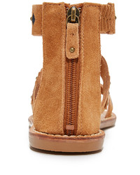 Женские светло-коричневые замшевые босоножки с вышивкой от Soludos