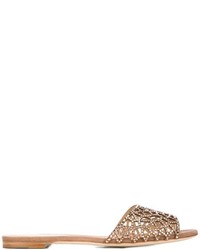 Женские светло-коричневые замшевые босоножки с украшением от Sergio Rossi