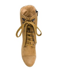 Светло-коричневые замшевые ботильоны на шнуровке от Hogan