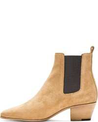 Светло-коричневые замшевые ботильоны от Saint Laurent