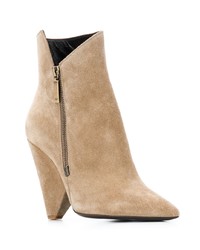 Светло-коричневые замшевые ботильоны от Saint Laurent