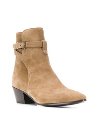 Светло-коричневые замшевые ботильоны от Saint Laurent