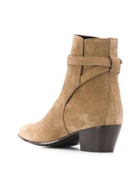 Светло-коричневые замшевые ботильоны от Saint Laurent