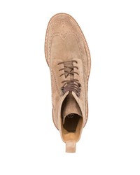Светло-коричневые замшевые ботинки броги от Brunello Cucinelli