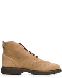 Светло-коричневые замшевые ботинки броги от Hogan