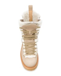Женские светло-коричневые замшевые ботинки на шнуровке от Moncler