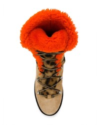 Женские светло-коричневые замшевые ботинки на шнуровке от Yves Salomon Accessories