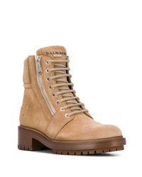 Женские светло-коричневые замшевые ботинки на шнуровке от Balmain
