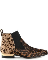 Светло-коричневые замшевые ботинки челси с леопардовым принтом