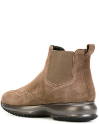 Женские светло-коричневые замшевые ботинки челси от Hogan