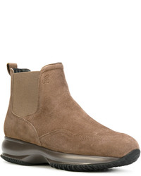 Женские светло-коричневые замшевые ботинки челси от Hogan