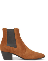 Женские светло-коричневые замшевые ботинки челси от Saint Laurent