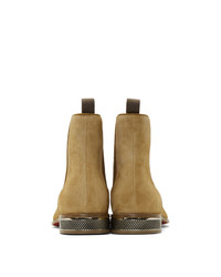 Мужские светло-коричневые замшевые ботинки челси от Christian Louboutin