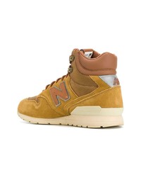 Мужские светло-коричневые замшевые высокие кеды от New Balance