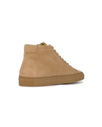Женские светло-коричневые замшевые высокие кеды от Common Projects