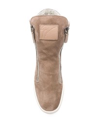 Женские светло-коричневые замшевые высокие кеды от Giuseppe Zanotti Design