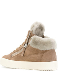 Женские светло-коричневые замшевые кеды от Giuseppe Zanotti Design