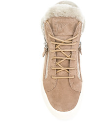 Женские светло-коричневые замшевые кеды от Giuseppe Zanotti Design