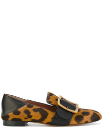 Женские светло-коричневые замшевые лоферы с леопардовым принтом от Bally