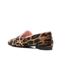 Женские светло-коричневые замшевые лоферы с леопардовым принтом от Pretty Ballerinas