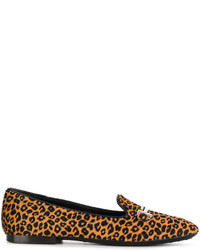 Женские светло-коричневые замшевые лоферы с леопардовым принтом от Tod's