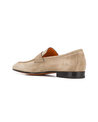 Мужские светло-коричневые замшевые лоферы от Santoni