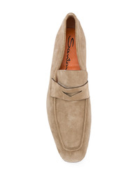 Мужские светло-коричневые замшевые лоферы от Santoni