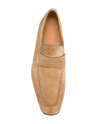 Мужские светло-коричневые замшевые лоферы от Santoni