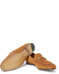 Мужские светло-коричневые замшевые лоферы от Gucci