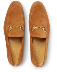 Мужские светло-коричневые замшевые лоферы от Gucci