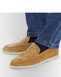 Мужские светло-коричневые замшевые лоферы от Loro Piana