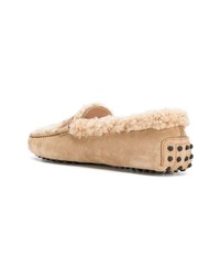 Женские светло-коричневые замшевые мокасины c бахромой от Tod's