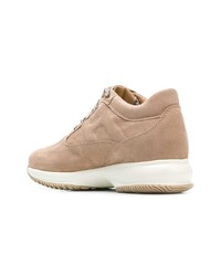 Женские светло-коричневые замшевые низкие кеды от Hogan