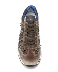 Женские светло-коричневые замшевые низкие кеды от Premiata