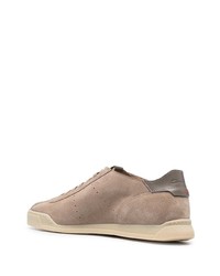 Мужские светло-коричневые замшевые низкие кеды от Santoni