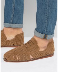 Мужские светло-коричневые замшевые плетеные сандалии от Asos