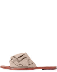 Светло-коричневые замшевые сандалии на плоской подошве от Derek Lam 10 Crosby