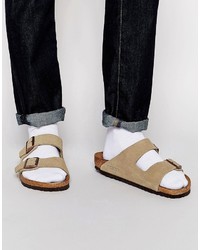 Мужские светло-коричневые замшевые сандалии от Birkenstock