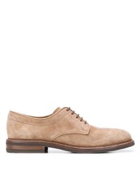 Светло-коричневые замшевые туфли дерби от Brunello Cucinelli