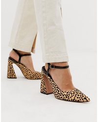Светло-коричневые замшевые туфли с леопардовым принтом от ASOS DESIGN