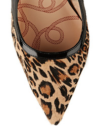 Светло-коричневые замшевые туфли с леопардовым принтом